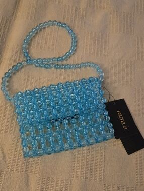 Forever 21 Light Blue Beaded Mini Handbag